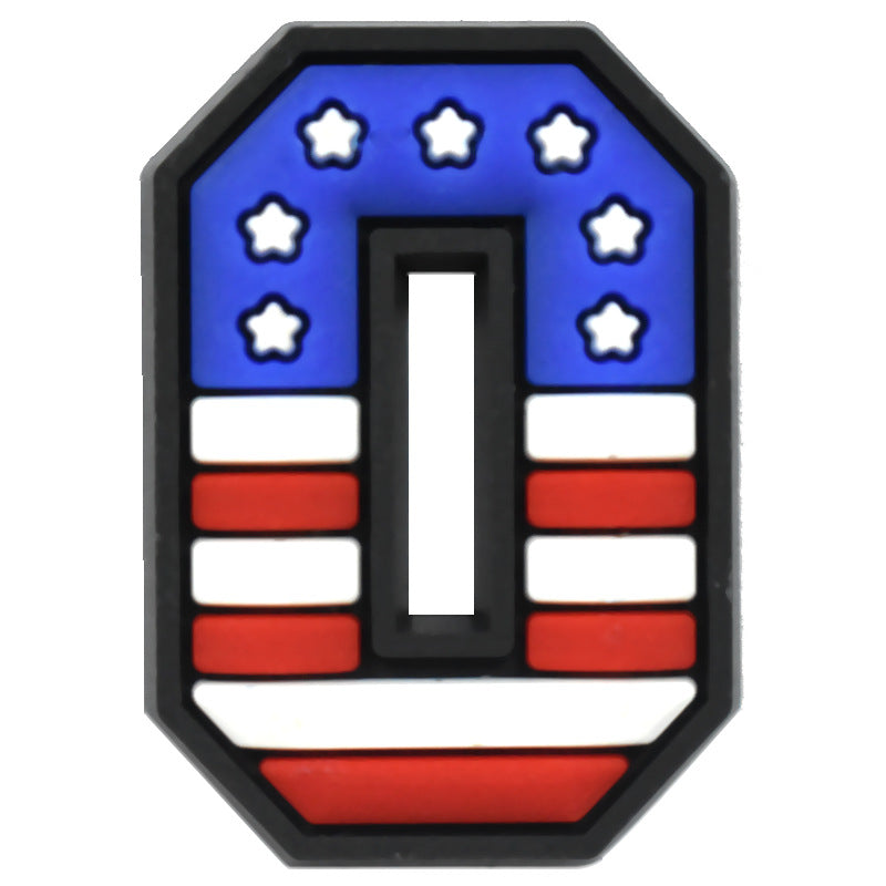 US Flag 0-9 And 26pcs A-Z Letters Series Charms - For Crocs Shoes EVA Bogg Bag Accessories