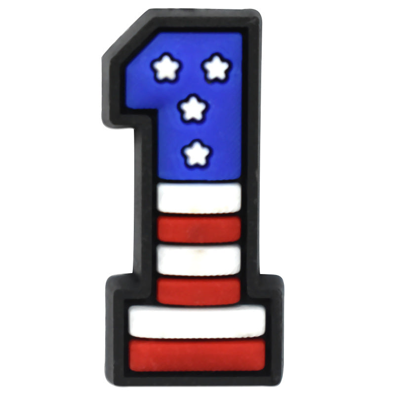 US Flag 0-9 And 26pcs A-Z Letters Series Charms - For Crocs Shoes EVA Bogg Bag Accessories