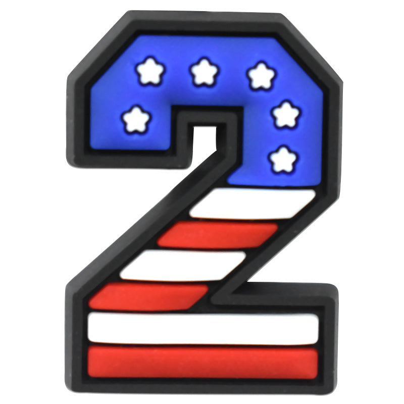 US Flag 0-9 And 26pcs A-Z Letters Series Charms - For Crocs Shoes EVA Bogg Bag Accessories