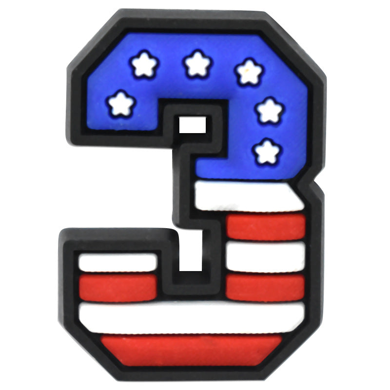 US Flag 0-9 And 26pcs A-Z Letters Series Charms - For Crocs Shoes EVA Bogg Bag Accessories