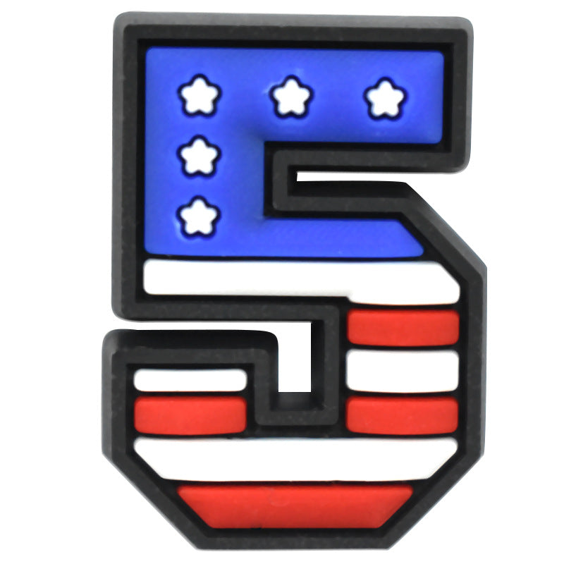 US Flag 0-9 And 26pcs A-Z Letters Series Charms - For Crocs Shoes EVA Bogg Bag Accessories