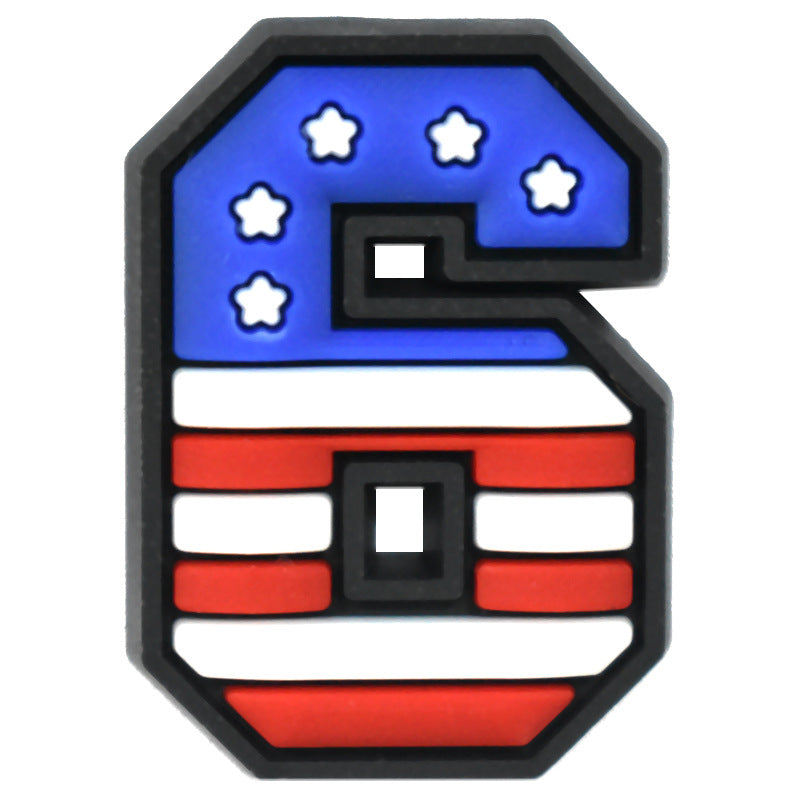 US Flag 0-9 And 26pcs A-Z Letters Series Charms - For Crocs Shoes EVA Bogg Bag Accessories