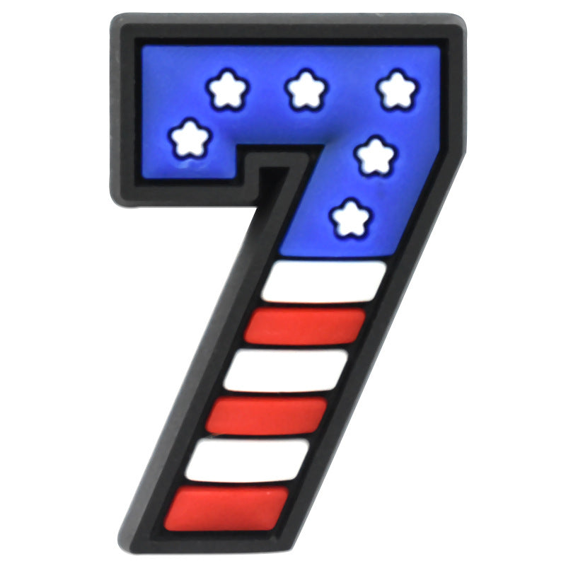 US Flag 0-9 And 26pcs A-Z Letters Series Charms - For Crocs Shoes EVA Bogg Bag Accessories