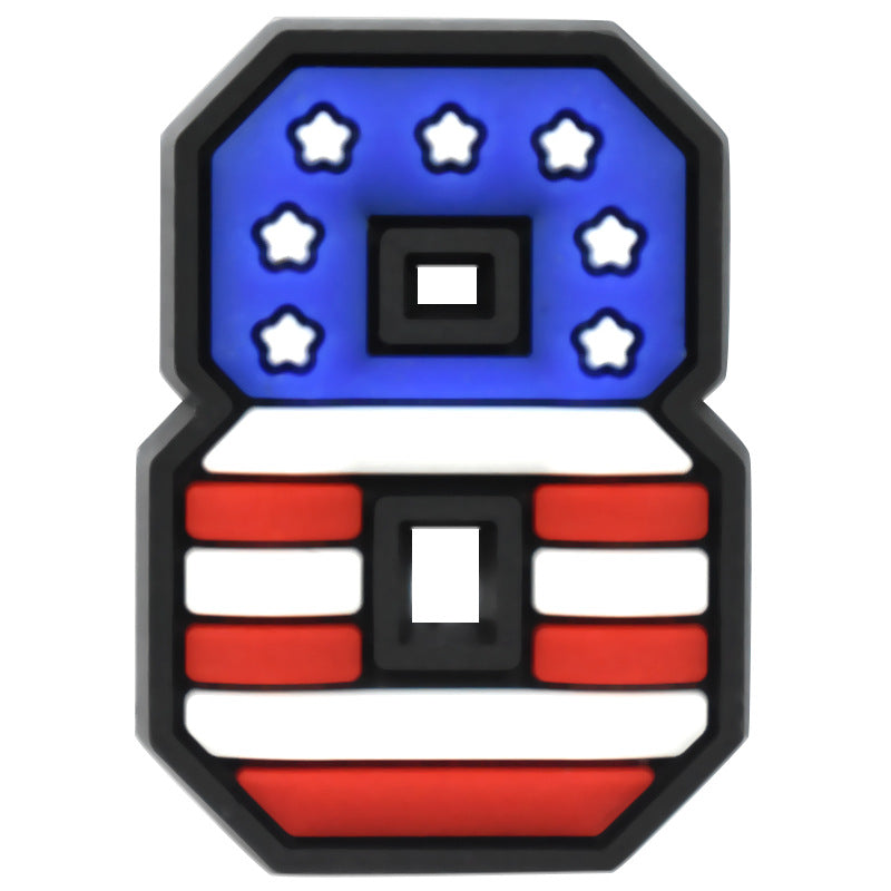 US Flag 0-9 And 26pcs A-Z Letters Series Charms - For Crocs Shoes EVA Bogg Bag Accessories