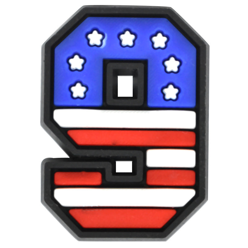 US Flag 0-9 And 26pcs A-Z Letters Series Charms - For Crocs Shoes EVA Bogg Bag Accessories