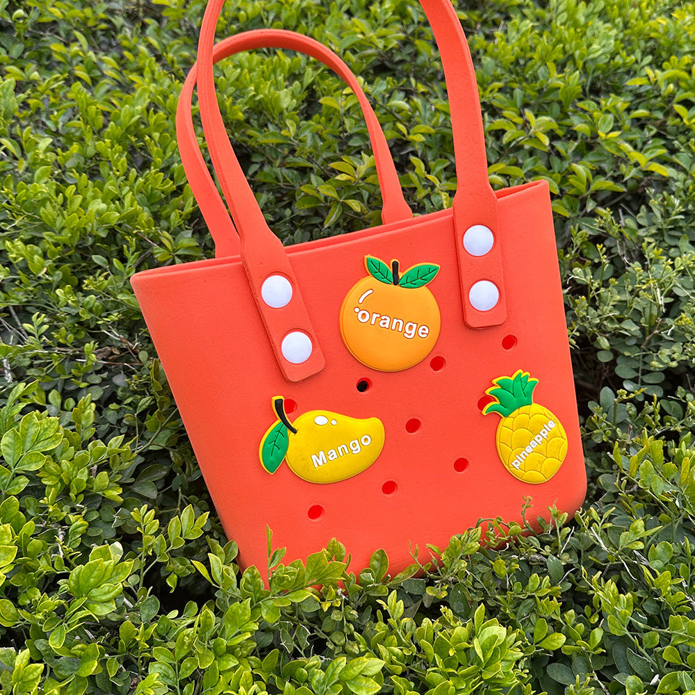 Reusable Small EVA Rubber Tote Bag Portable Open Handbag Waterproof DIY Decorative