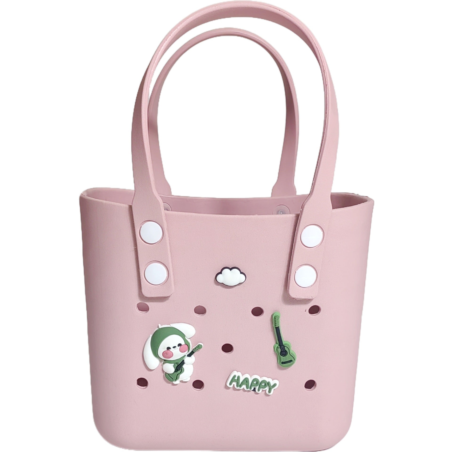 Reusable Small EVA Rubber Tote Bag Portable Open Handbag Waterproof DIY Decorative