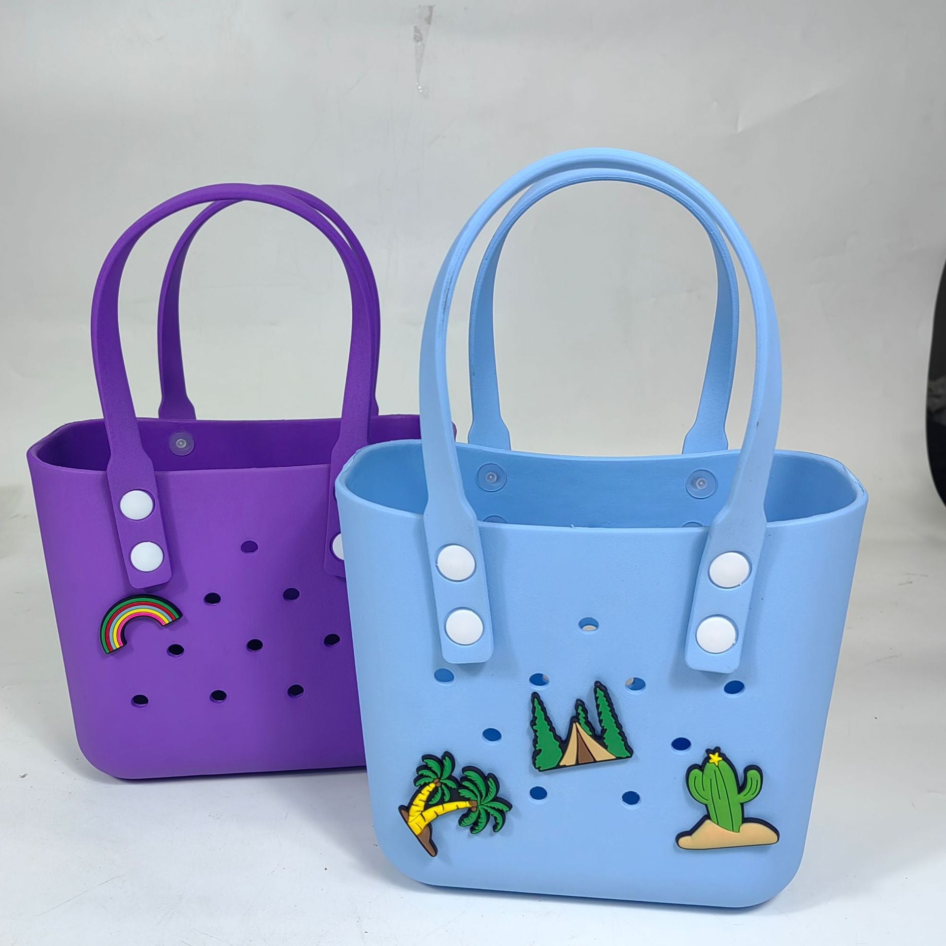 Reusable Small EVA Rubber Tote Bag Portable Open Handbag Waterproof DIY Decorative