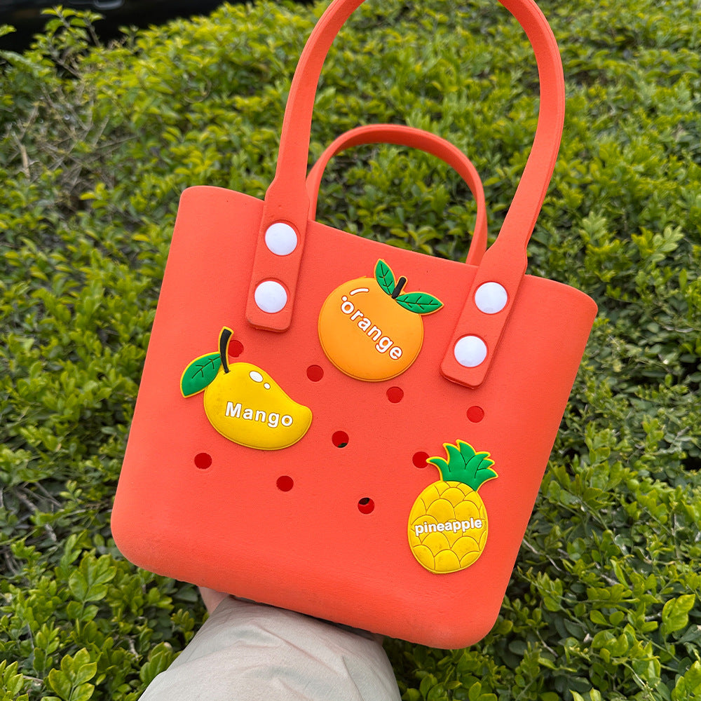 Reusable Small EVA Rubber Tote Bag Portable Open Handbag Waterproof DIY Decorative