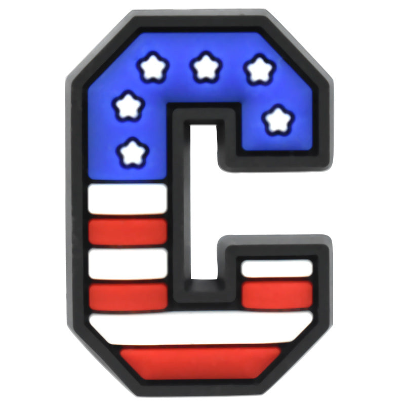 US Flag 0-9 And 26pcs A-Z Letters Series Charms - For Crocs Shoes EVA Bogg Bag Accessories
