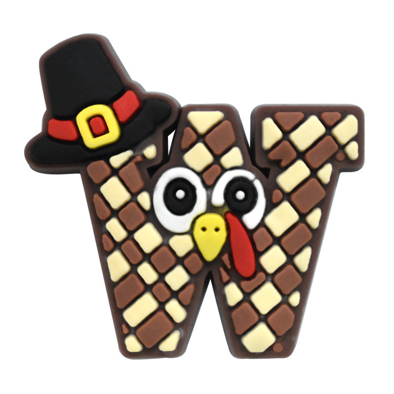 Thanksgiving Day 26pcs A-Z Letter Series Charms - For Crocs Shoes EVA Bogg Bag Accessories