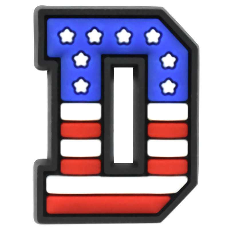 US Flag 0-9 And 26pcs A-Z Letters Series Charms - For Crocs Shoes EVA Bogg Bag Accessories