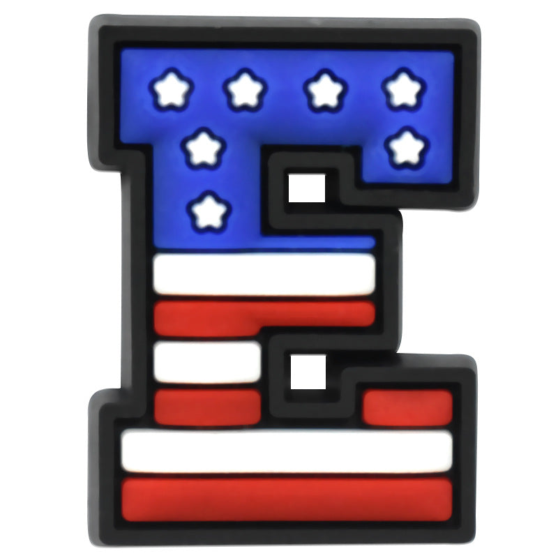 US Flag 0-9 And 26pcs A-Z Letters Series Charms - For Crocs Shoes EVA Bogg Bag Accessories