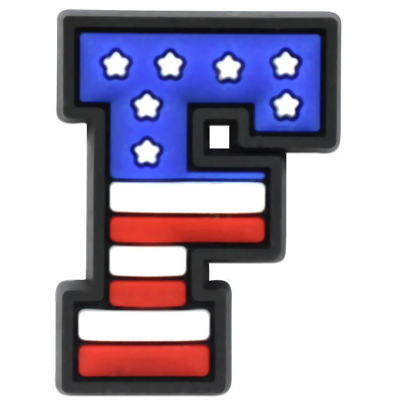 US Flag 0-9 And 26pcs A-Z Letters Series Charms - For Crocs Shoes EVA Bogg Bag Accessories