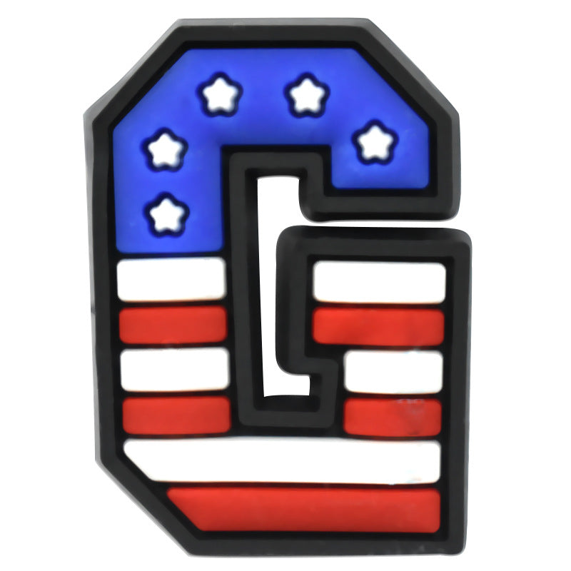 US Flag 0-9 And 26pcs A-Z Letters Series Charms - For Crocs Shoes EVA Bogg Bag Accessories