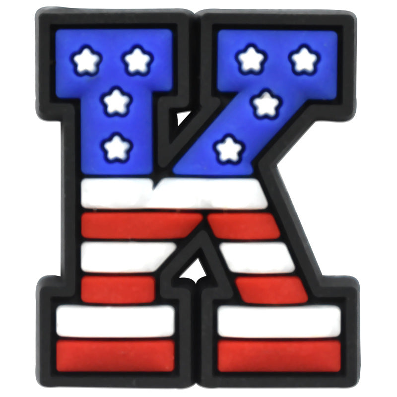 US Flag 0-9 And 26pcs A-Z Letters Series Charms - For Crocs Shoes EVA Bogg Bag Accessories