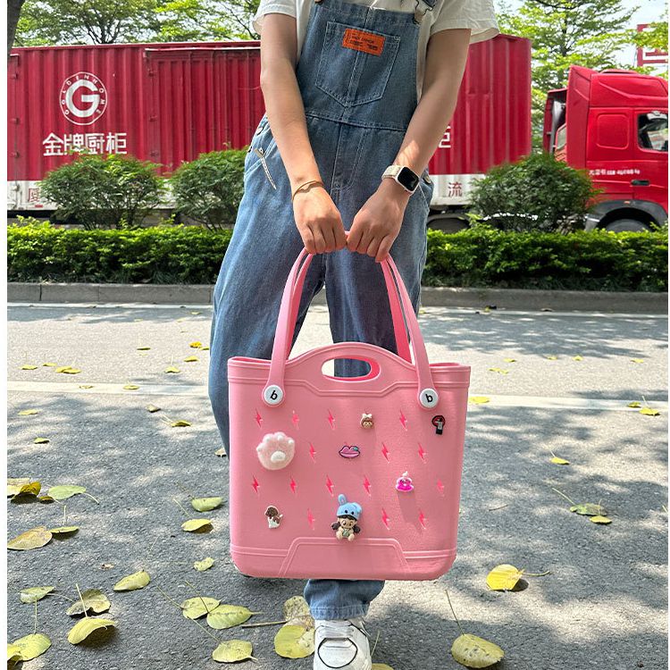 Summer Lightning Design EVA Beach Bag for Women Rubber Tote Handbag for Travel Outdoor Pool Boat