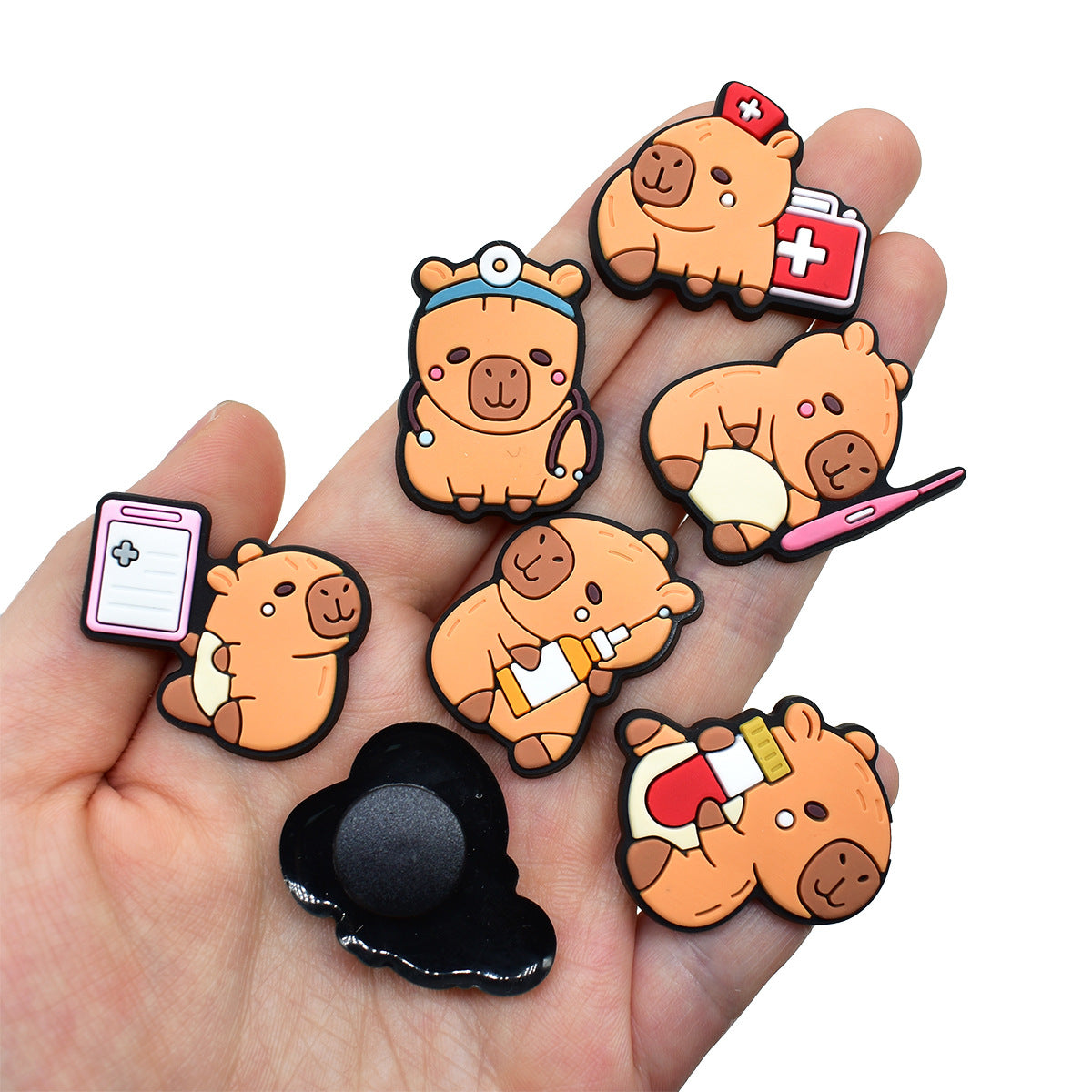 12pcs Cute Cartoon Capybara DIY Ideas Series Charms - For Crocs Shoes EVA Bogg Bag Accessories