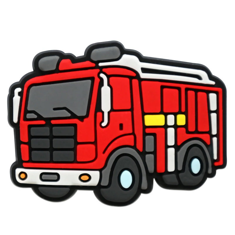 12PCS Cartoon Fire Truck DIY Ideas Series Charms - For Crocs Shoes EVA Bogg Bag Accessories
