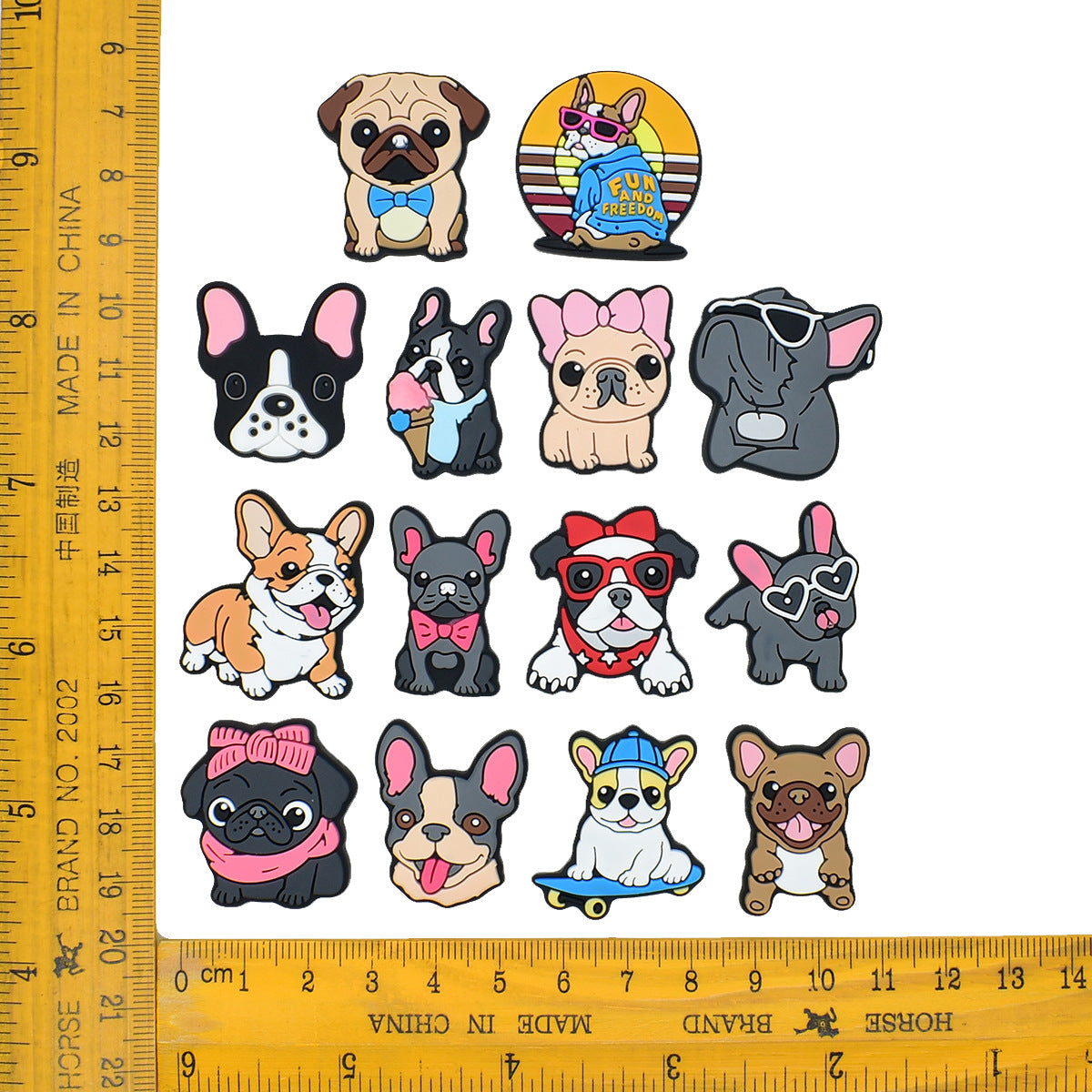 14PCS Adorable Puppy DIY Ideas Series Charms - For Crocs Shoes EVA Bogg Bag Accessories
