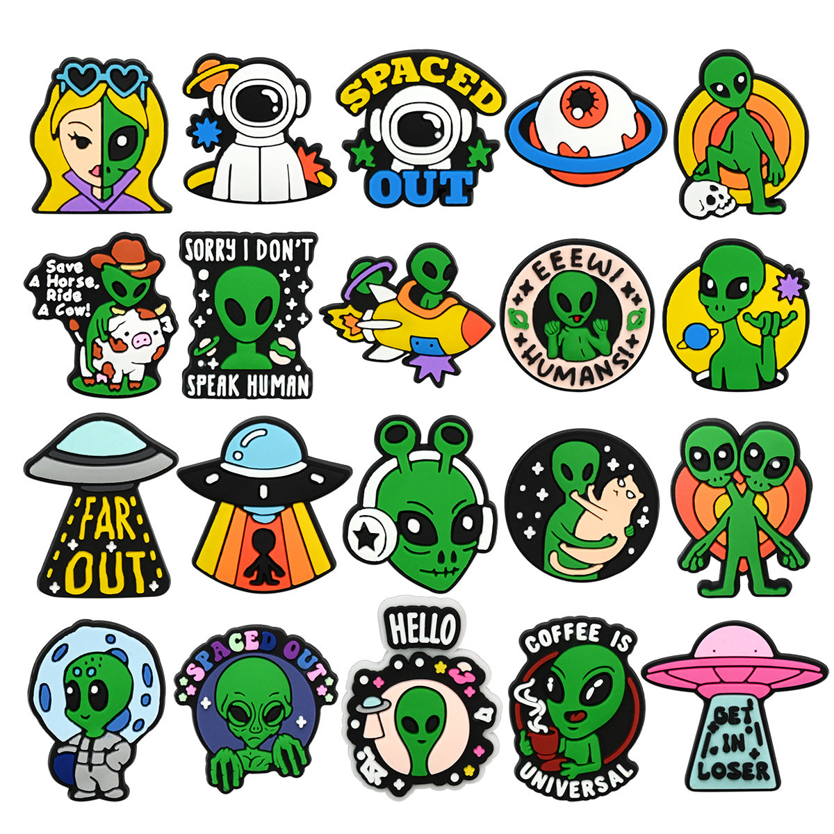Cartoon alien Series Charms - For Crocs Shoes EVA Bogg Bag Accessories