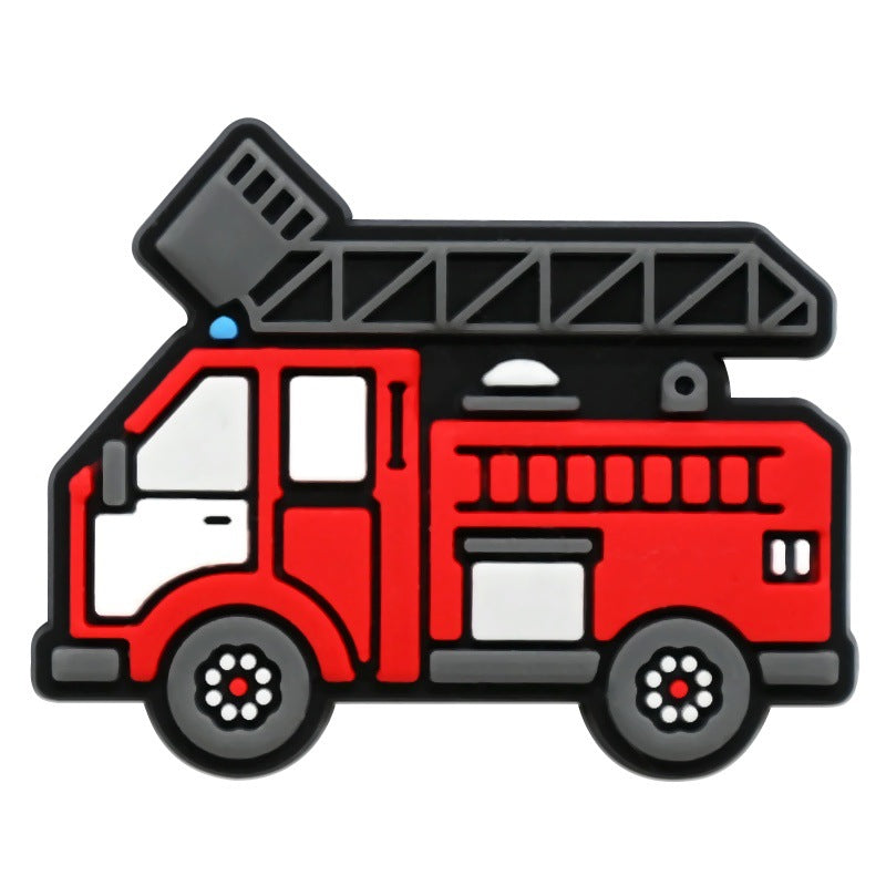 12PCS Cartoon Fire Truck DIY Ideas Series Charms - For Crocs Shoes EVA Bogg Bag Accessories