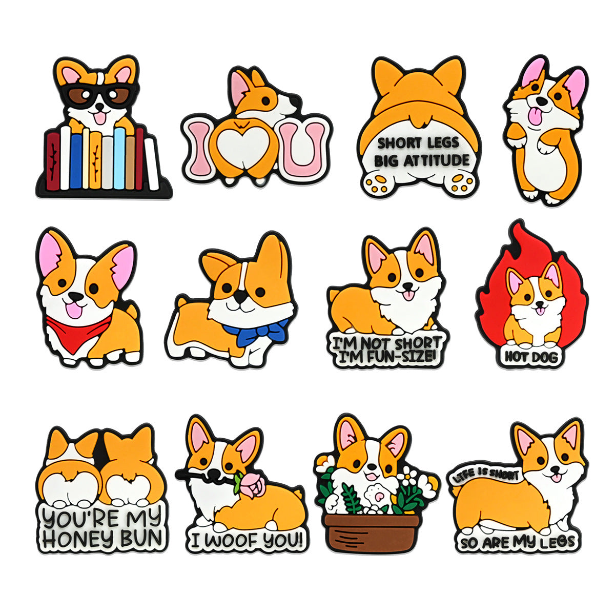 12Pcs Comic Dog DIY Ideas Series Charms - For Crocs Shoes EVA Bogg Bag Accessories