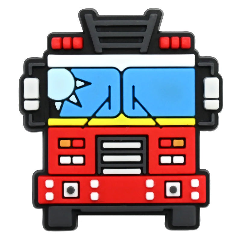 12PCS Cartoon Fire Truck DIY Ideas Series Charms - For Crocs Shoes EVA Bogg Bag Accessories