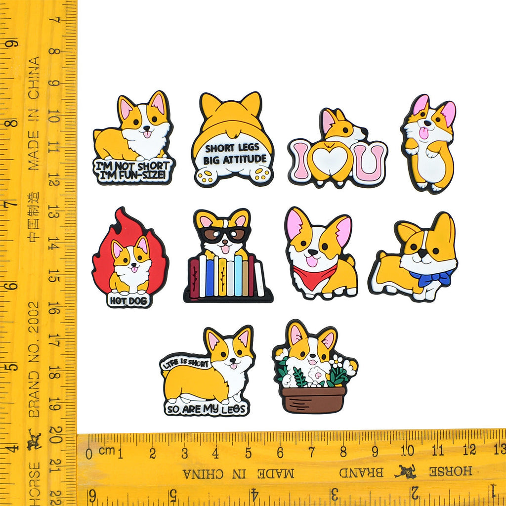 12Pcs Comic Dog DIY Ideas Series Charms - For Crocs Shoes EVA Bogg Bag Accessories
