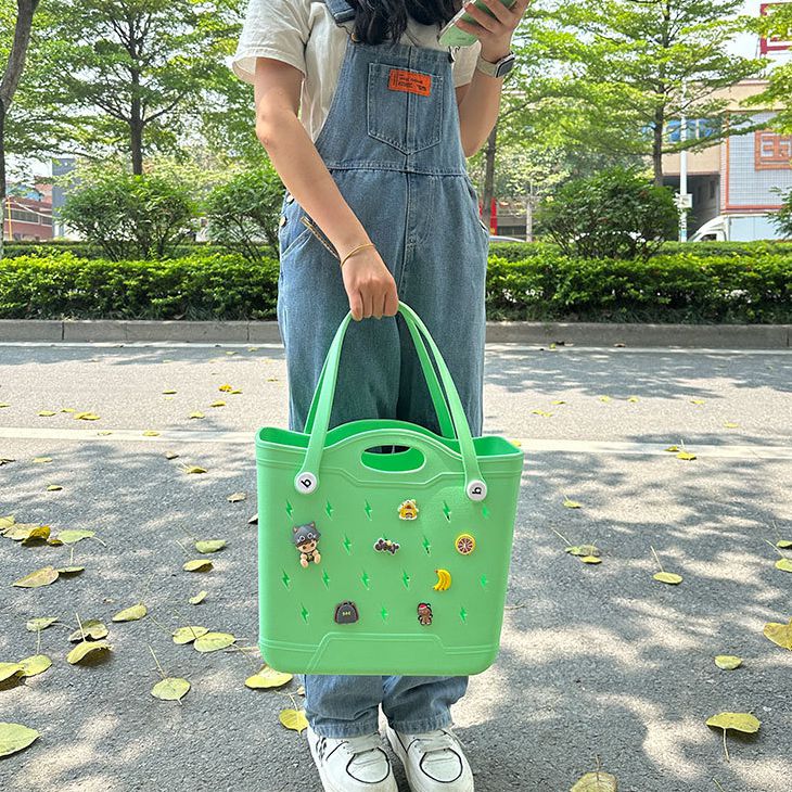 Summer Lightning Design EVA Beach Bag for Women Rubber Tote Handbag for Travel Outdoor Pool Boat