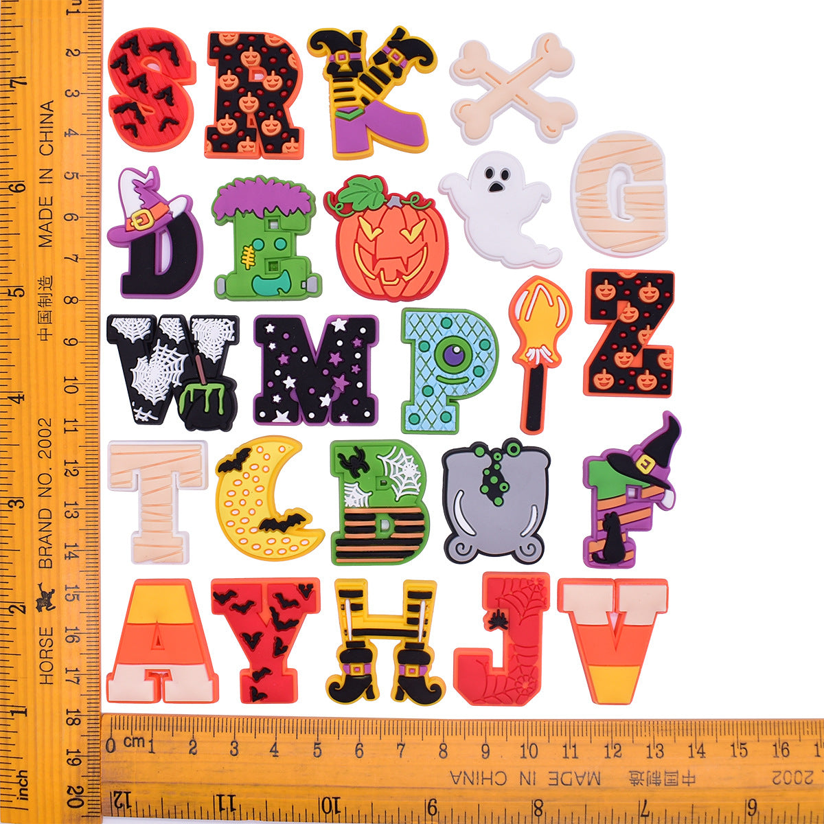 26pcs Letters Halloween Series Charms - For Crocs Shoes EVA Bogg Bag Accessories