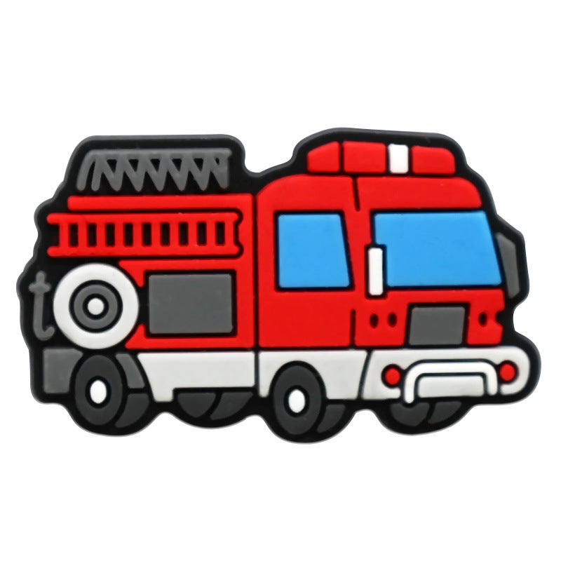 12PCS Cartoon Fire Truck DIY Ideas Series Charms - For Crocs Shoes EVA Bogg Bag Accessories