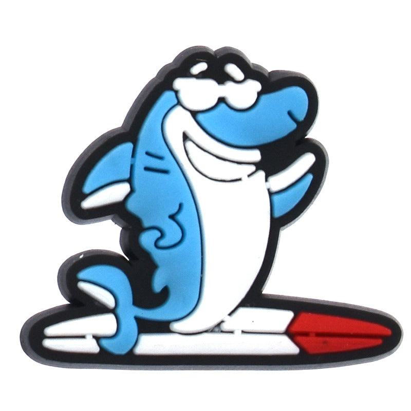 12PCS Cute Shark DIY Ideas Series Charms - For Crocs Shoes EVA Bogg Bag Accessories