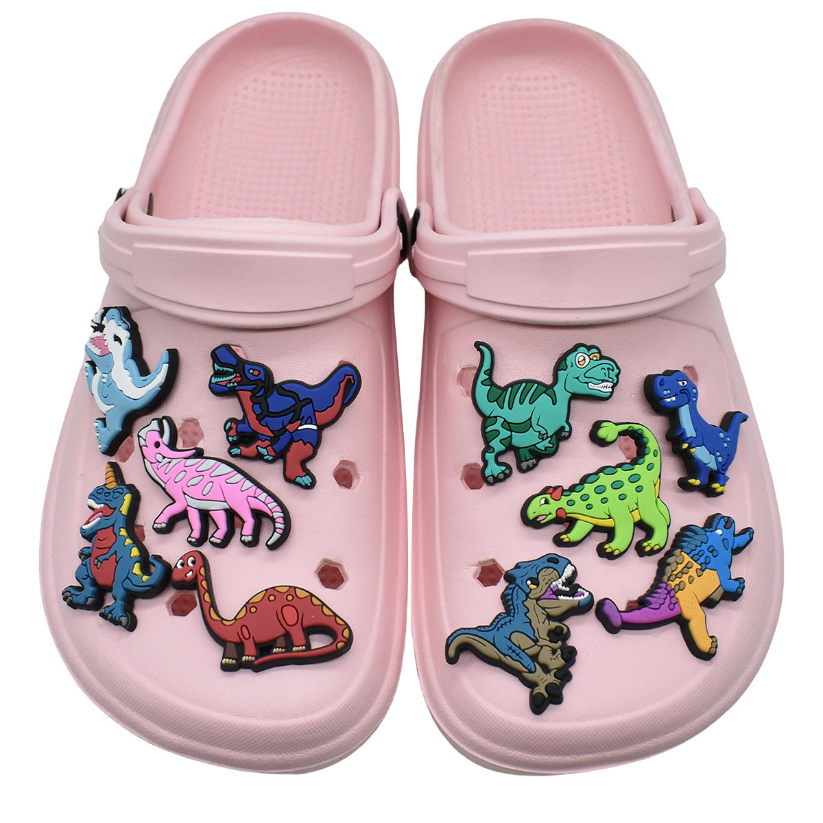 12pcs Animated Dinosaur DIY Ideas Series Charms - For Crocs Shoes EVA Bogg Bag Accessories