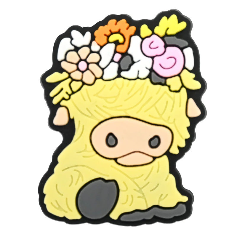 Cartoon cute Highland cow Series Charms - For Crocs Shoes EVA Bogg Bag Accessories