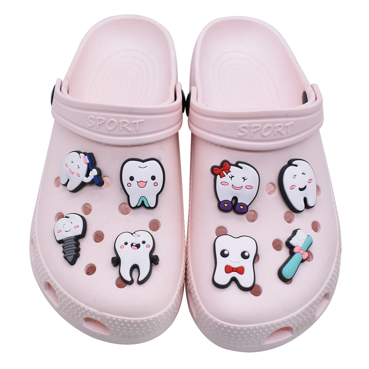 16pcs Protect Your Teeth DIY Ideas Series Charms - For Crocs Shoes EVA Bogg Bag Accessories