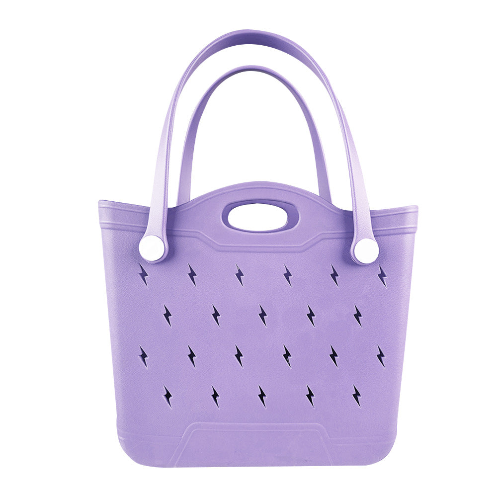 Summer Lightning Design EVA Beach Bag for Women Rubber Tote Handbag for Travel Outdoor Pool Boat