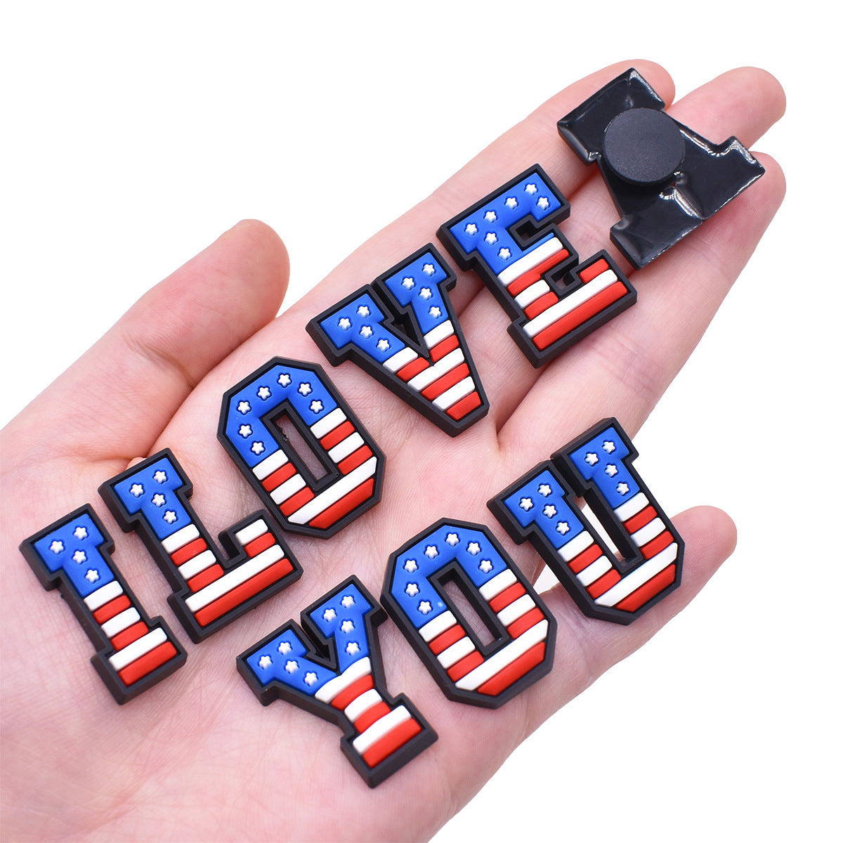 US Flag 0-9 And 26pcs A-Z Letters Series Charms - For Crocs Shoes EVA Bogg Bag Accessories