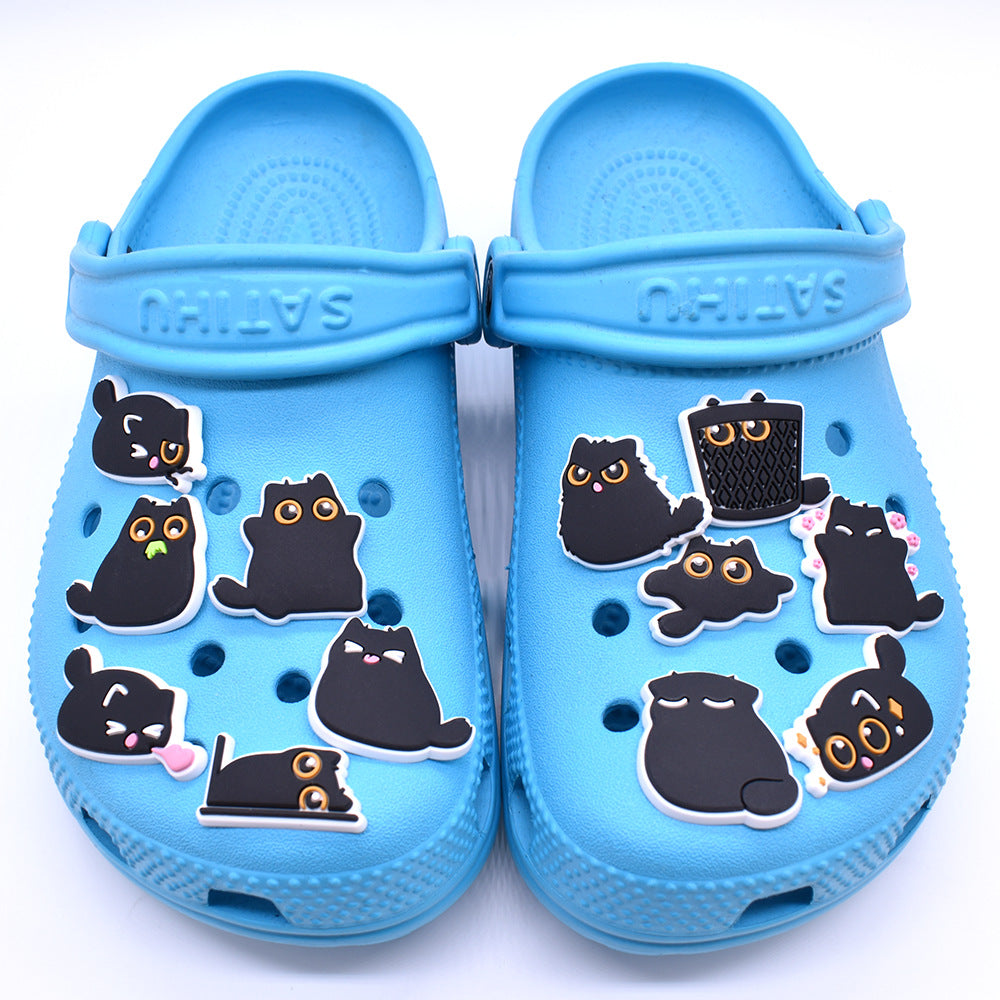Black Cat Charms - For Crocs Shoes EVA Bogg Bag Accessories