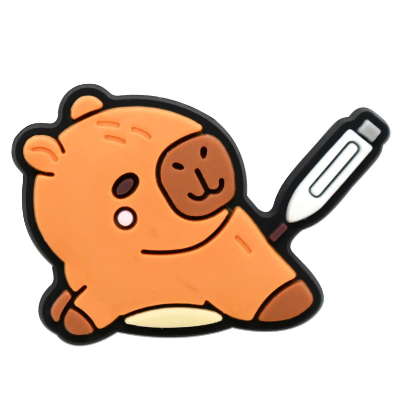 12pcs Cute Cartoon Capybara DIY Ideas Series Charms - For Crocs Shoes EVA Bogg Bag Accessories