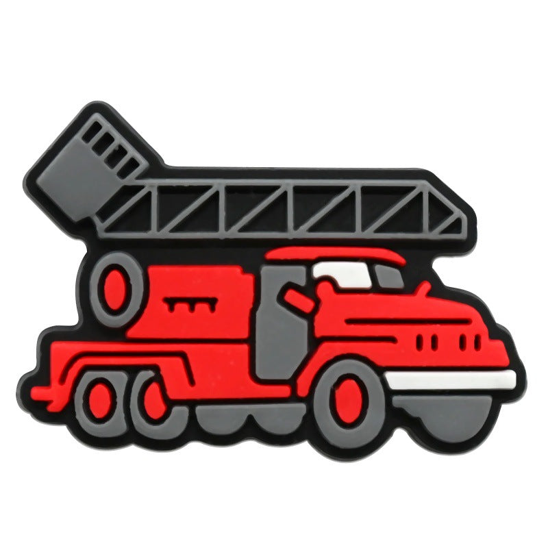 12PCS Cartoon Fire Truck DIY Ideas Series Charms - For Crocs Shoes EVA Bogg Bag Accessories