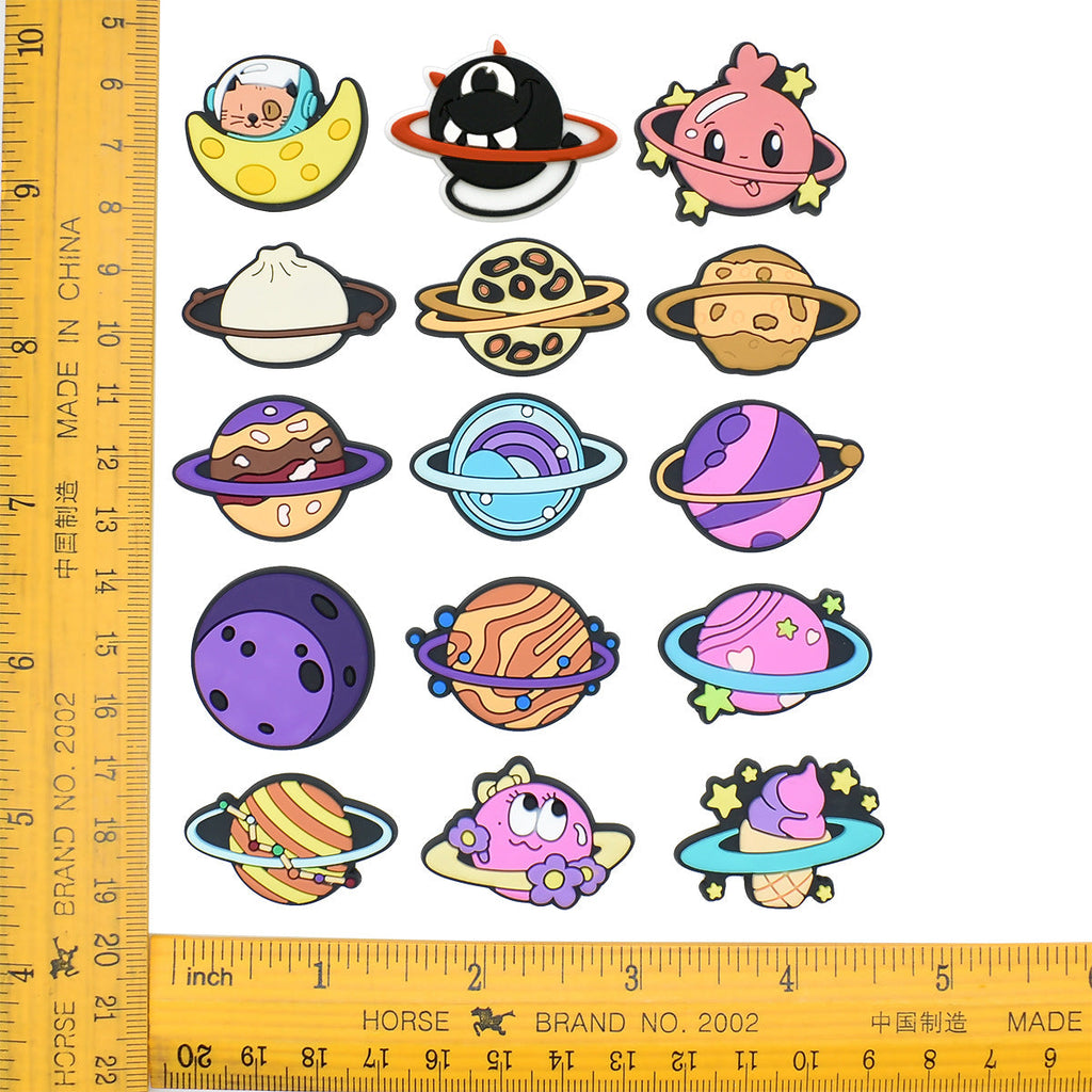 15pcs Small Planet DIY Ideas Series Charms - For Crocs Shoes EVA Bogg Bag Accessories