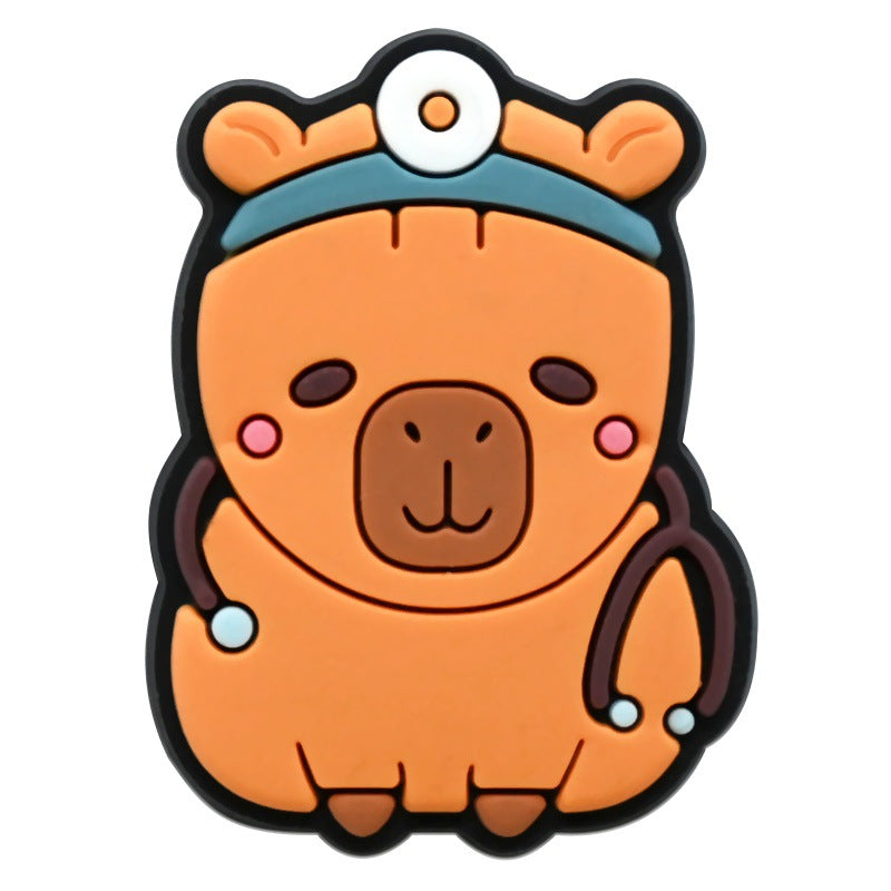 12pcs Cute Cartoon Capybara DIY Ideas Series Charms - For Crocs Shoes EVA Bogg Bag Accessories