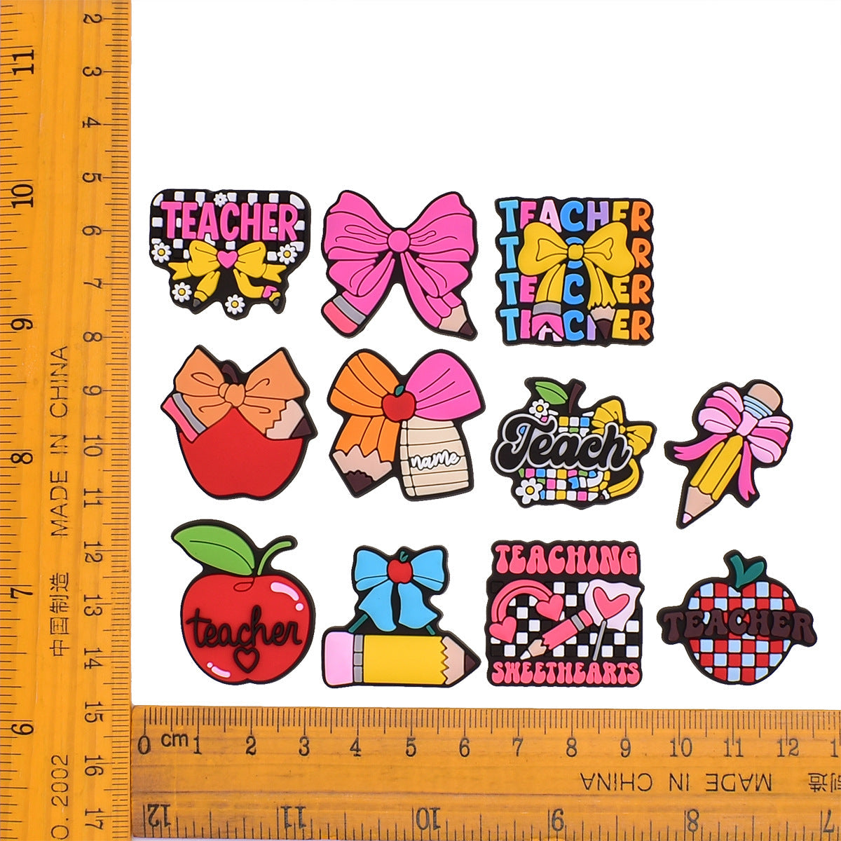 16Pcs Teachers' Day DIY Ideas Series Charms - For Crocs Shoes EVA Bogg Bag Accessories