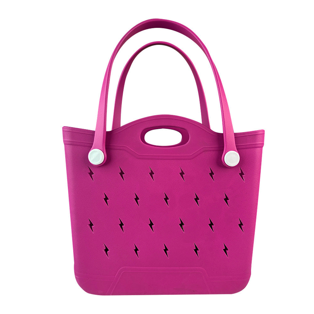 Summer Lightning Design EVA Beach Bag for Women Rubber Tote Handbag for Travel Outdoor Pool Boat