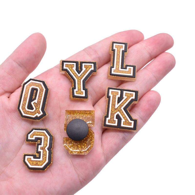 Gold 0-9 And 26pcs A-Z Letters Series Charms - For Crocs Shoes EVA Bogg Bag Accessories