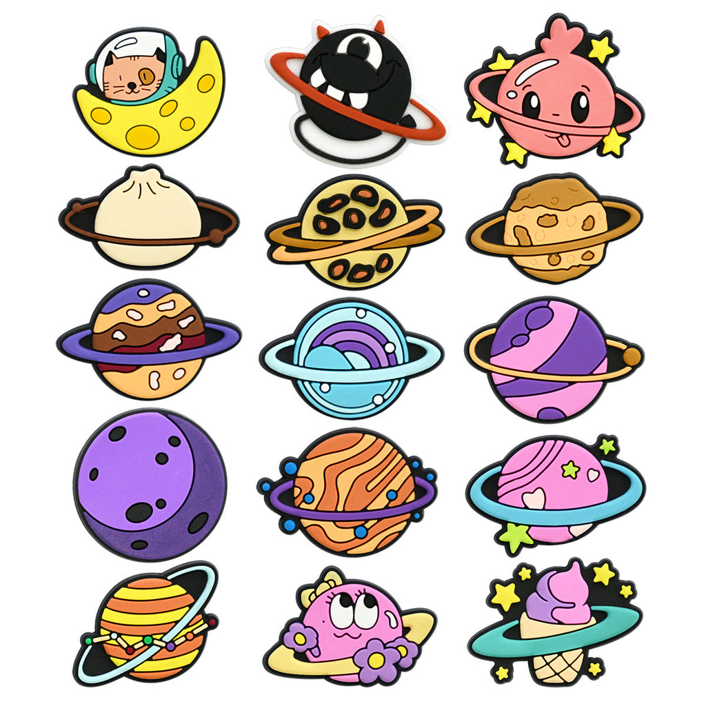 15pcs Small Planet DIY Ideas Series Charms - For Crocs Shoes EVA Bogg Bag Accessories
