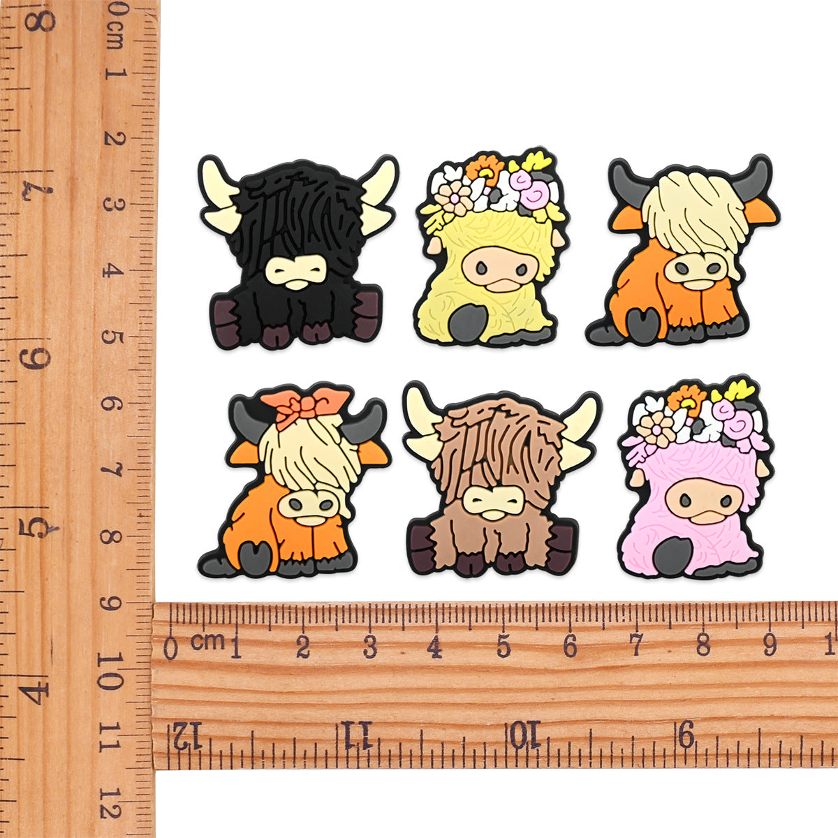 Cartoon cute Highland cow Series Charms - For Crocs Shoes EVA Bogg Bag Accessories