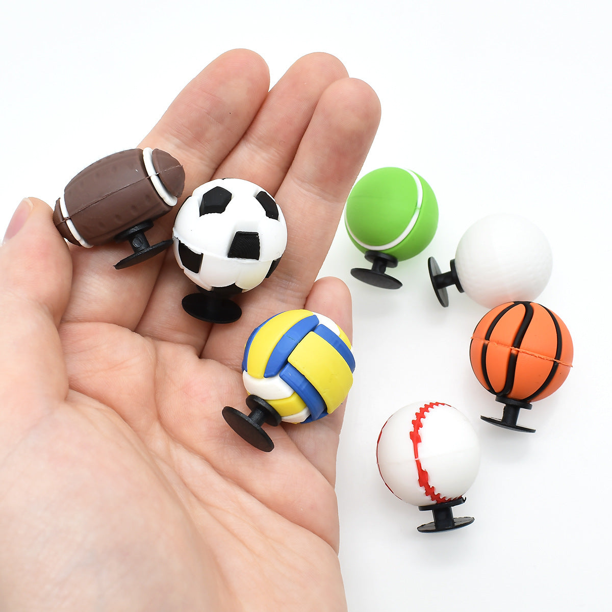 3D Cartoon Ball Sports DIY Ideas Series Charms - For Crocs Shoes EVA Bogg Bag Accessories