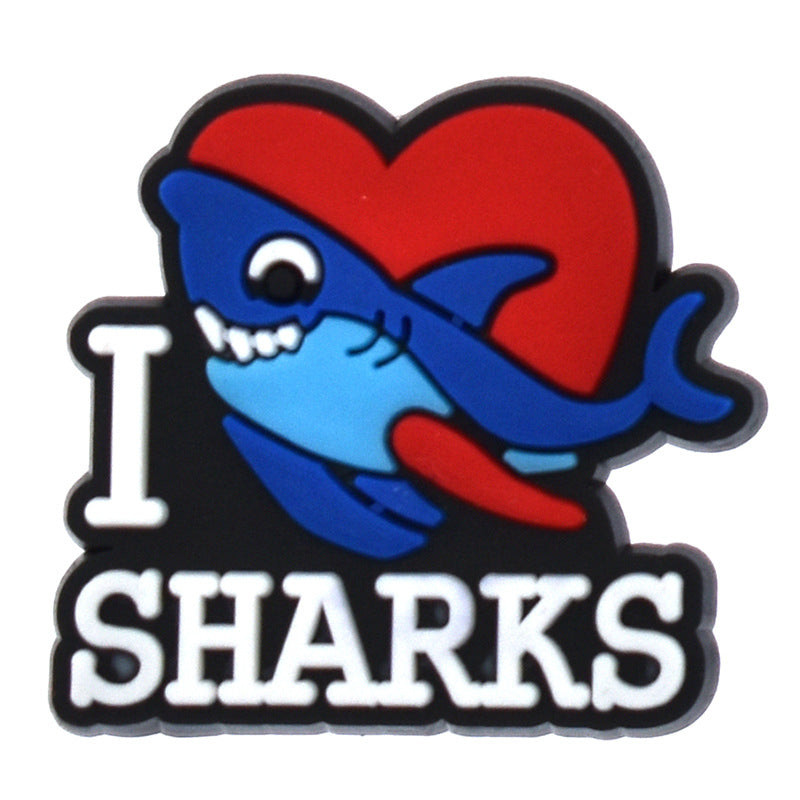 12PCS Cute Shark DIY Ideas Series Charms - For Crocs Shoes EVA Bogg Bag Accessories